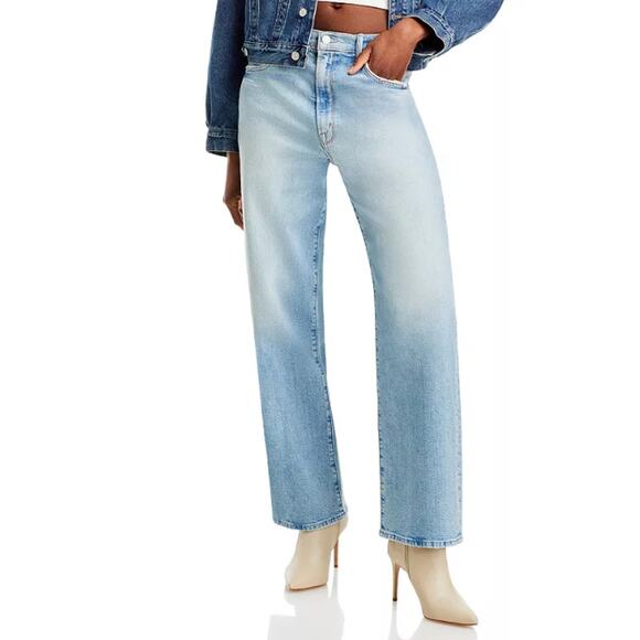 MOTHER JEANS WOMENS SIZE 27 SPITFIRE SNEAK HIGH RISE WIDE LEG I CONFESS BLUE NEW - Picture 1 of 13